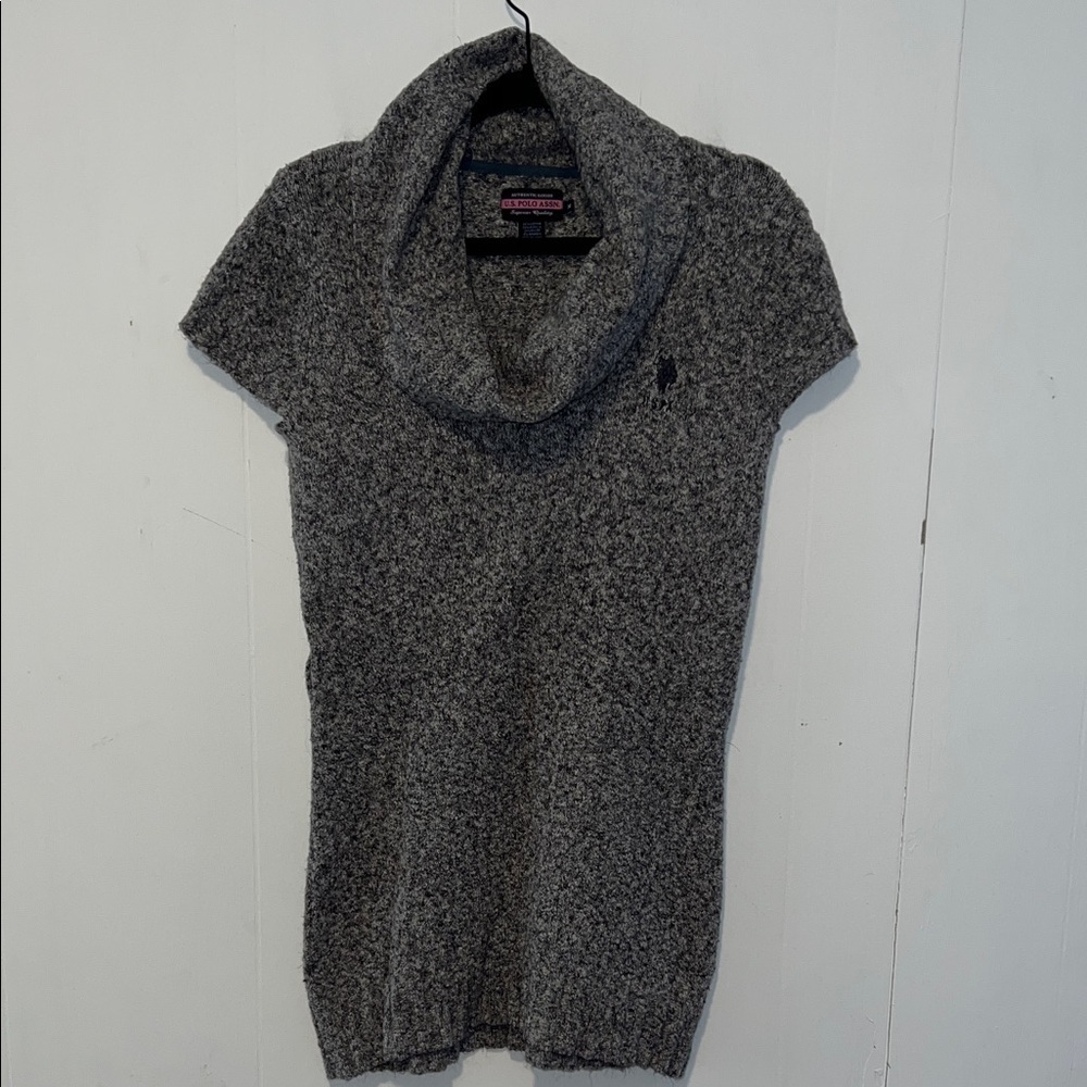 U.S. Polo Assn Gray Sleeveless Cowl Neck Long Sweater with Belt Loops A134